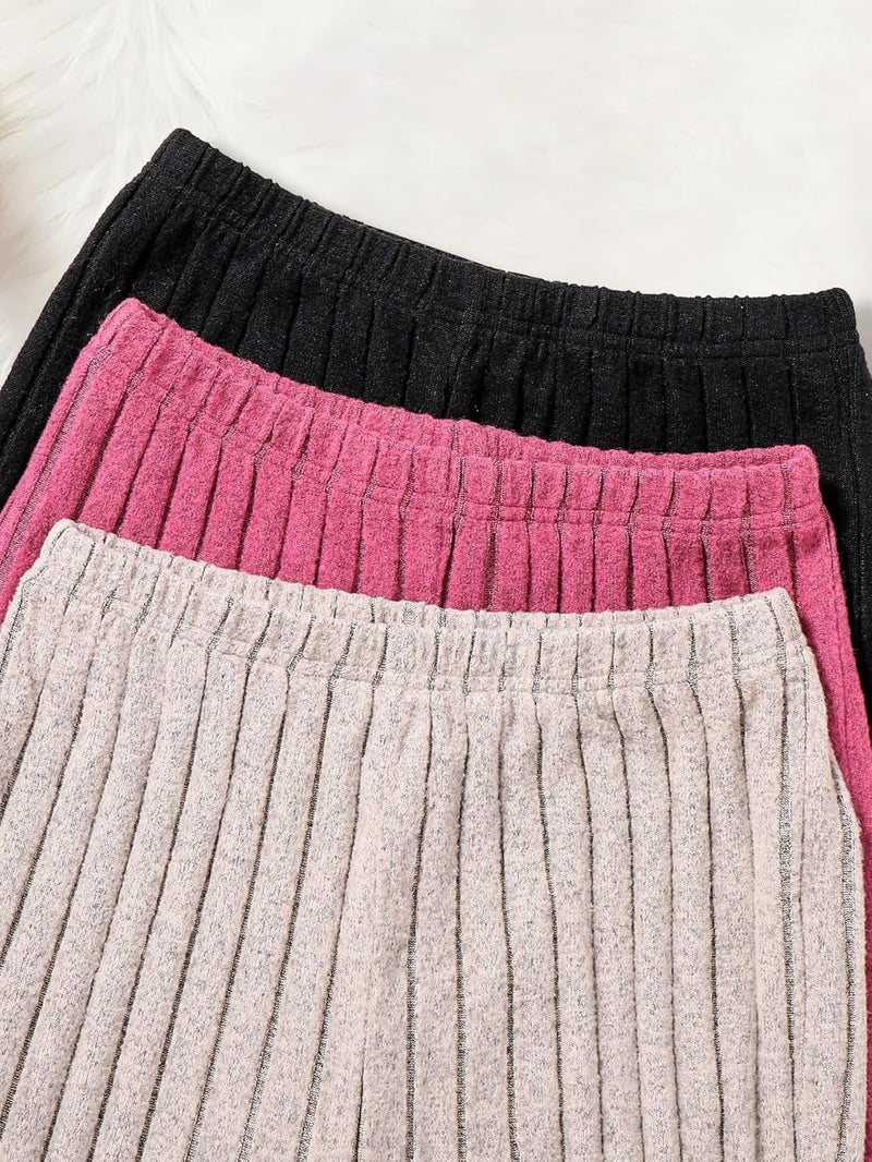 Ltvoo Store Girls Leggings Basic Pants 3 Pack Thick Cable Knits Tights Pants Casual Trousers for 7-14 Years - Image 2